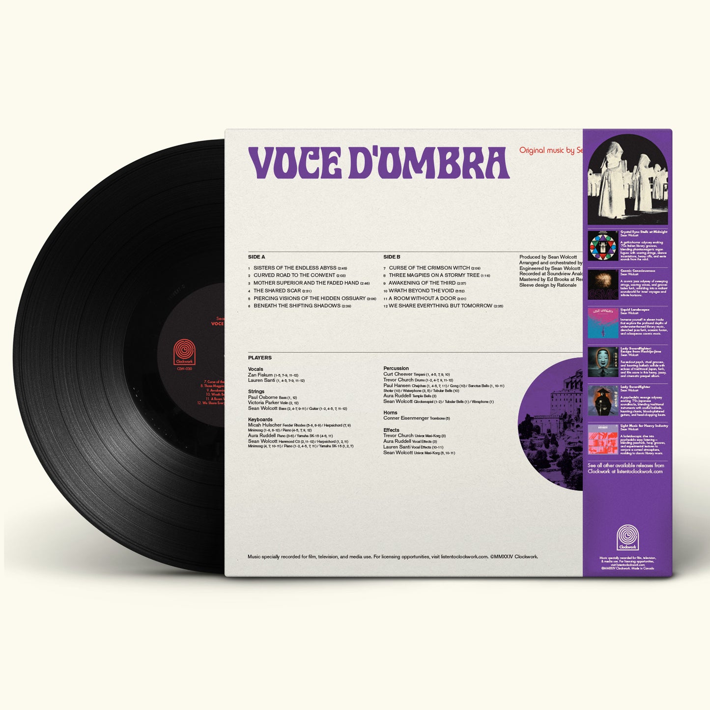 Sean Wolcott – Voce d'Ombra (LP 2nd Pressing) Pre-Order