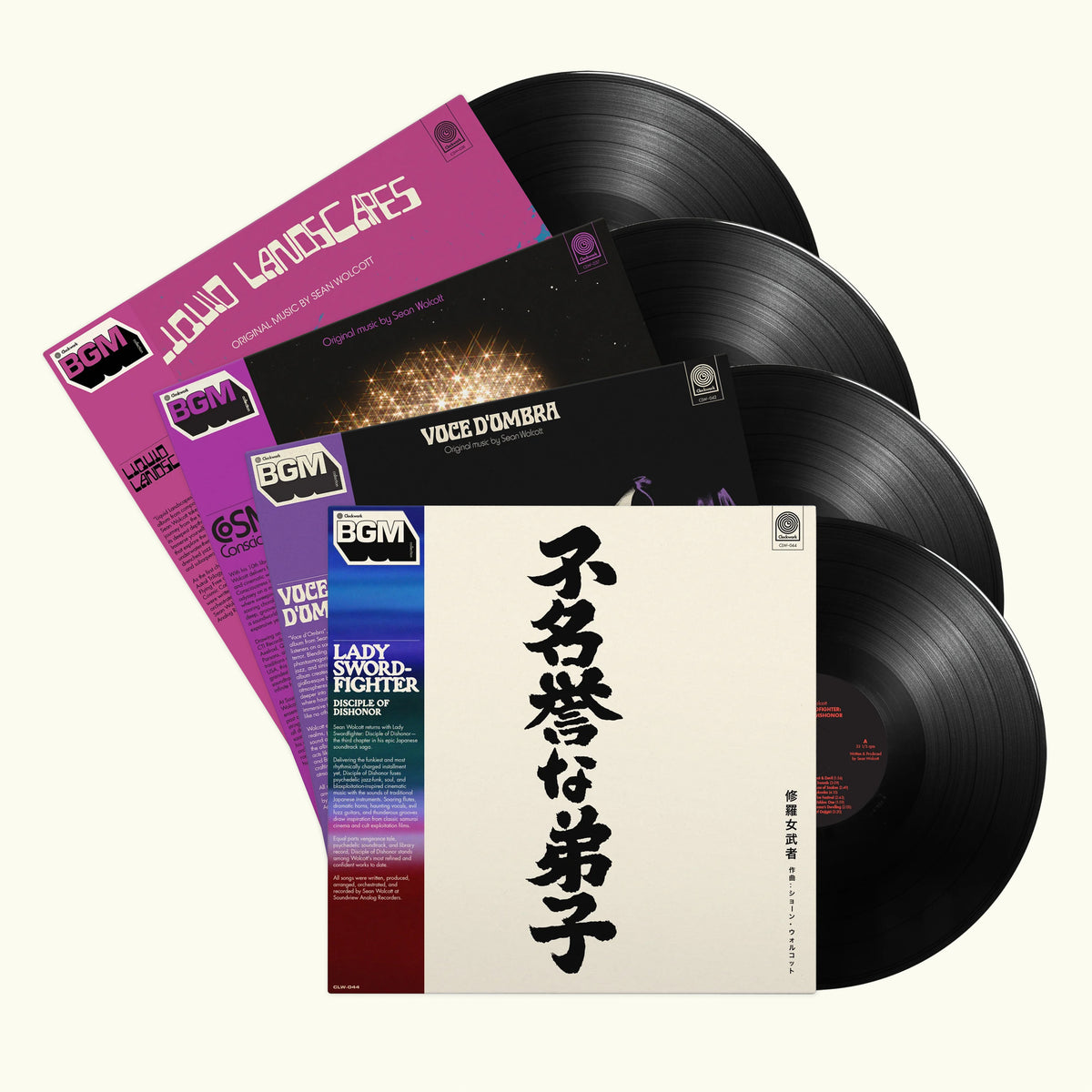 Sean Wolcott – 4LP Set (Lady Swordfighter: Disciple of Dishonor, Voce d'Ombra, Cosmic Consciousness, Liquid Landscapes)